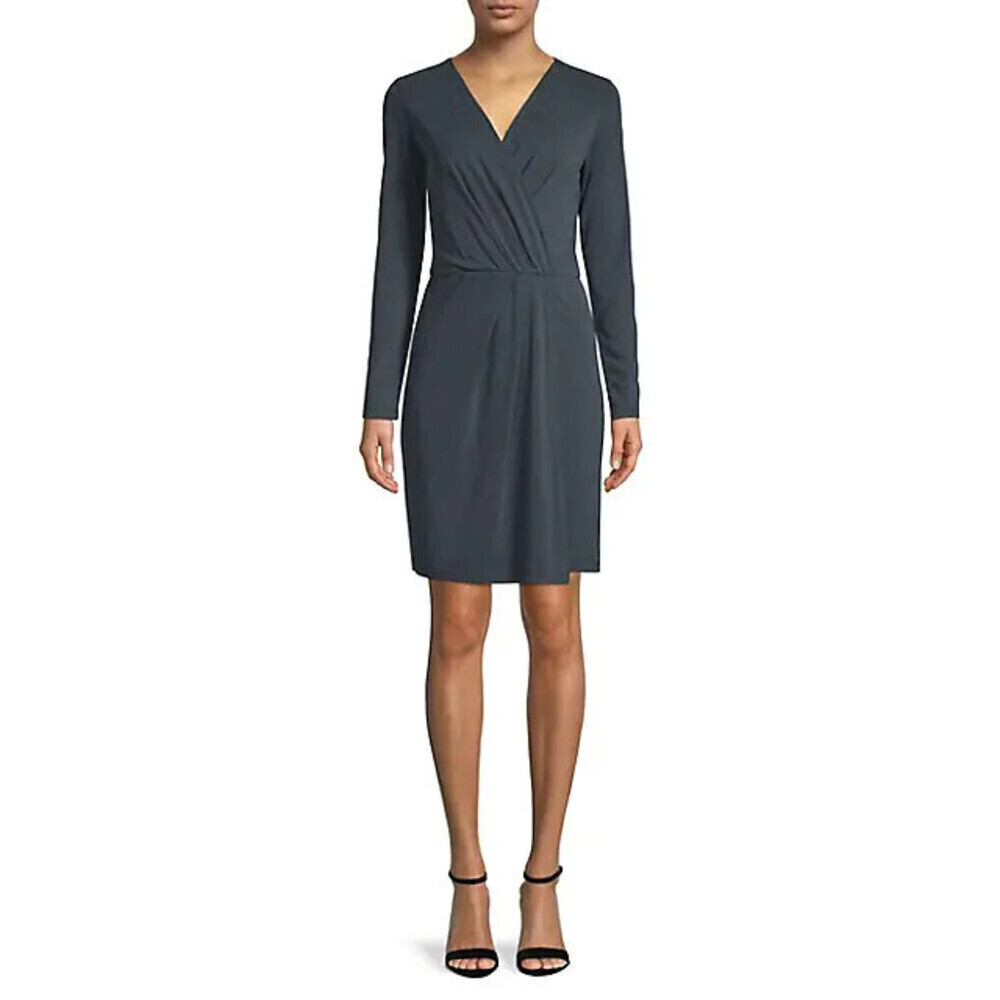 MbyM Women's Kelsey Long-Sleeve Faux Wrap Dress Slate Blue Size L fits as M $119